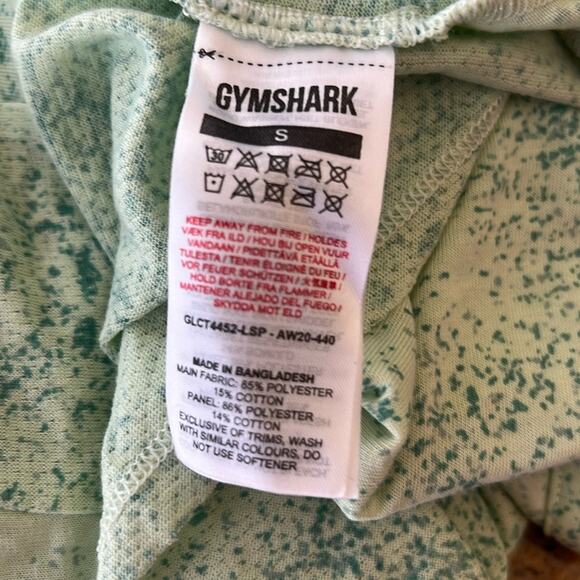 Gymshark Women’s Chalk Light Sage Green Paint Spatter Boxy Cropped Top Sz Small - Picture 7 of 8